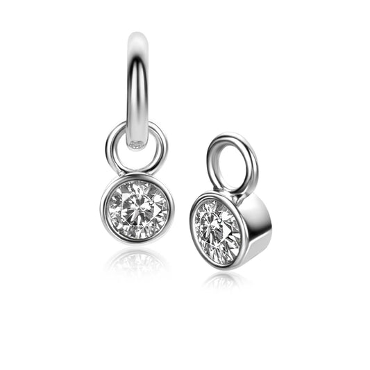 ZINZI OORBEDELS BIRTHSTONE WIT