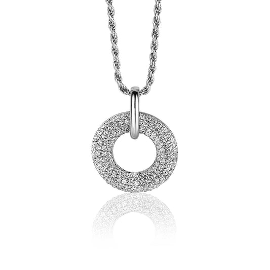 ZINZI HANGER DONUT PAVE GEZET ZIRCONIA 16MM