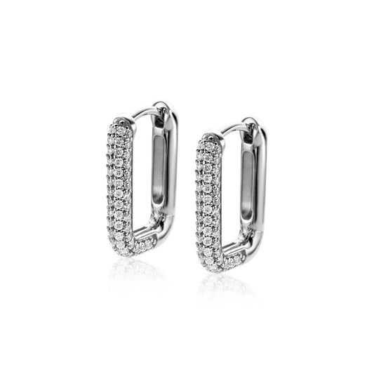 ZINZI KLAPCREOLEN RECHTHOEK ZIRCONIA PAVE 18x3MM