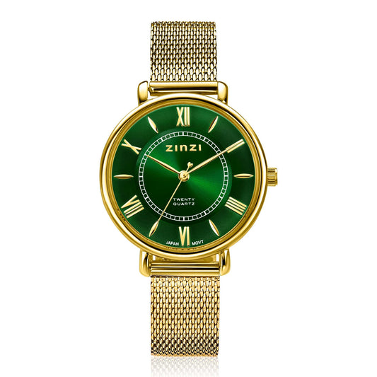 ZINZI HORLOGE GOUD-GROEN 34MM