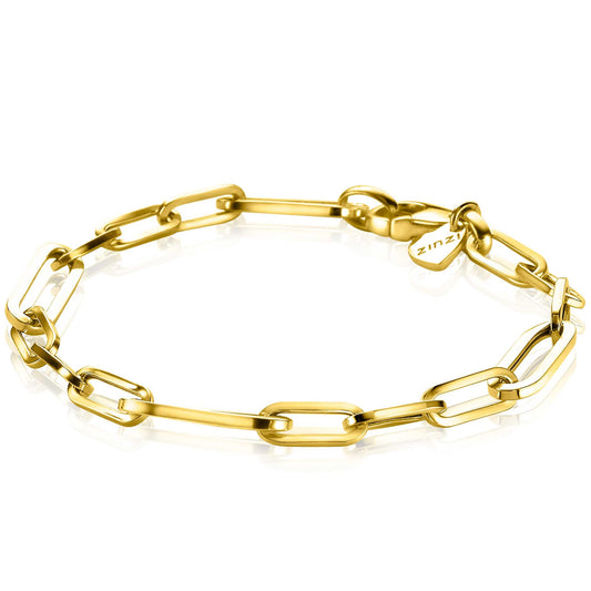 ZINZI ARMBAND GOLD PLATED OVALEN SCHAKELS 4 MM