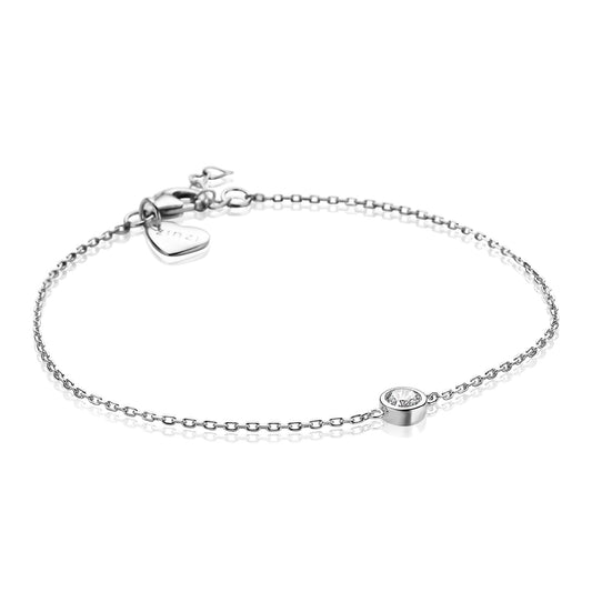 ZINZI ARMBAND ZILVER RONDE WITTE ZIRCONIA ZIA1393