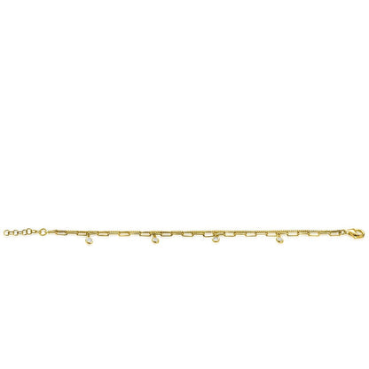 ZINZI ARMBAND GOLD PLATED GOURMET EN PAPERCLIPS ZIRCONIA HANGERS