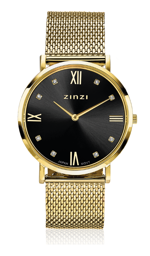 ZINZI HORLOGE GOUD-ZWART MESHBAND ZIW543M