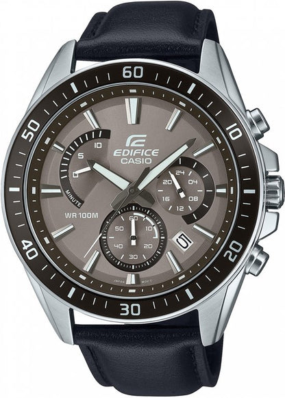 EDIFICE ZILVER ZWART LEER EFR-552L-5AVUEF