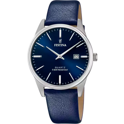 FESTINA HEREN CLASSICS LEER BLAUW HORLOGE F20512/3