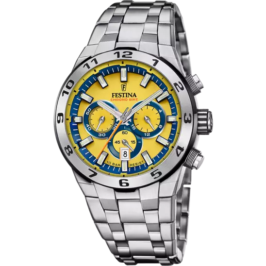 FESTINA HEREN CHRONO BIKE GEEL ZILVERKLEURIG HORLOGE F20670/4