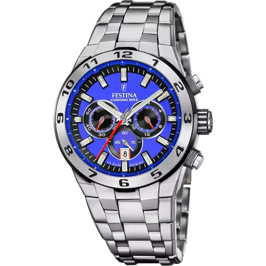 FESTINA HEREN CHRONO BIKE BLAUW ZILVERKLEURIG HORLOGE F20670/3