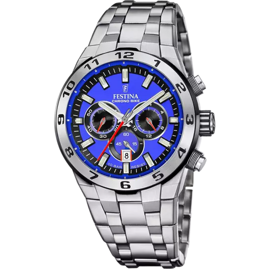 FESTINA HEREN CHRONO BIKE BLAUW ZILVERKLEURIG HORLOGE F20670/3