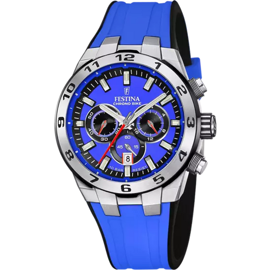 FESTINA HEREN CHRONO BIKE LICHT BLAUW SILICONE HORLOGE F20671/3