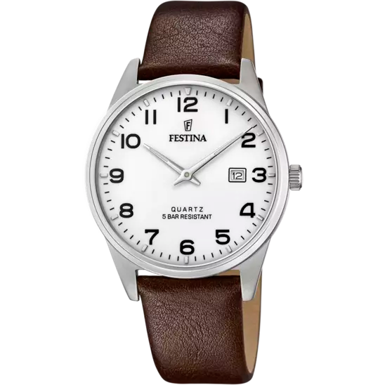 FESTINA HEREN CLASSICS WIT LEER BRUIN HORLOGE F20512/1