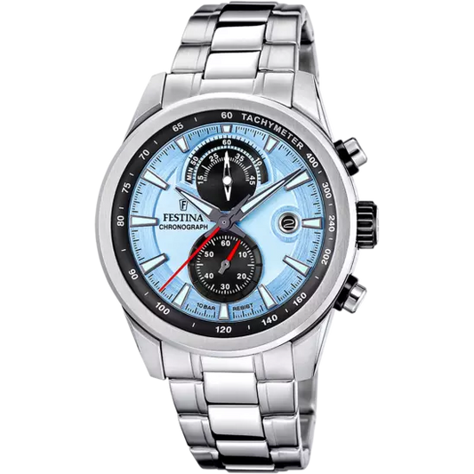 FESTINA HEREN BLAUW TIMELESS CHRONOGRAPH 316L ROESTVRIJ STAAL HORLOGE ARMBAND F20694/2