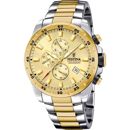 FESTINA HORLOGE F20562/1 CHAMPAGNE STALEN BAND, HEREN