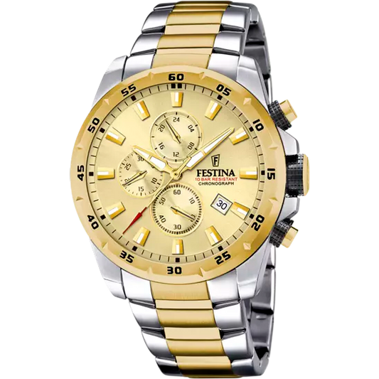 FESTINA HORLOGE F20562/1 CHAMPAGNE STALEN BAND, HEREN