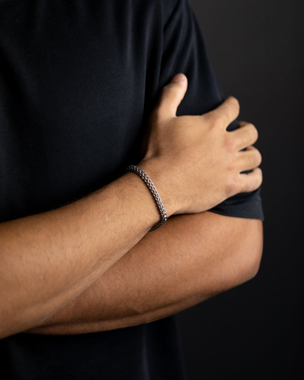 GEMINI 5mm foxtail bracelet in stainless steel with silver finish