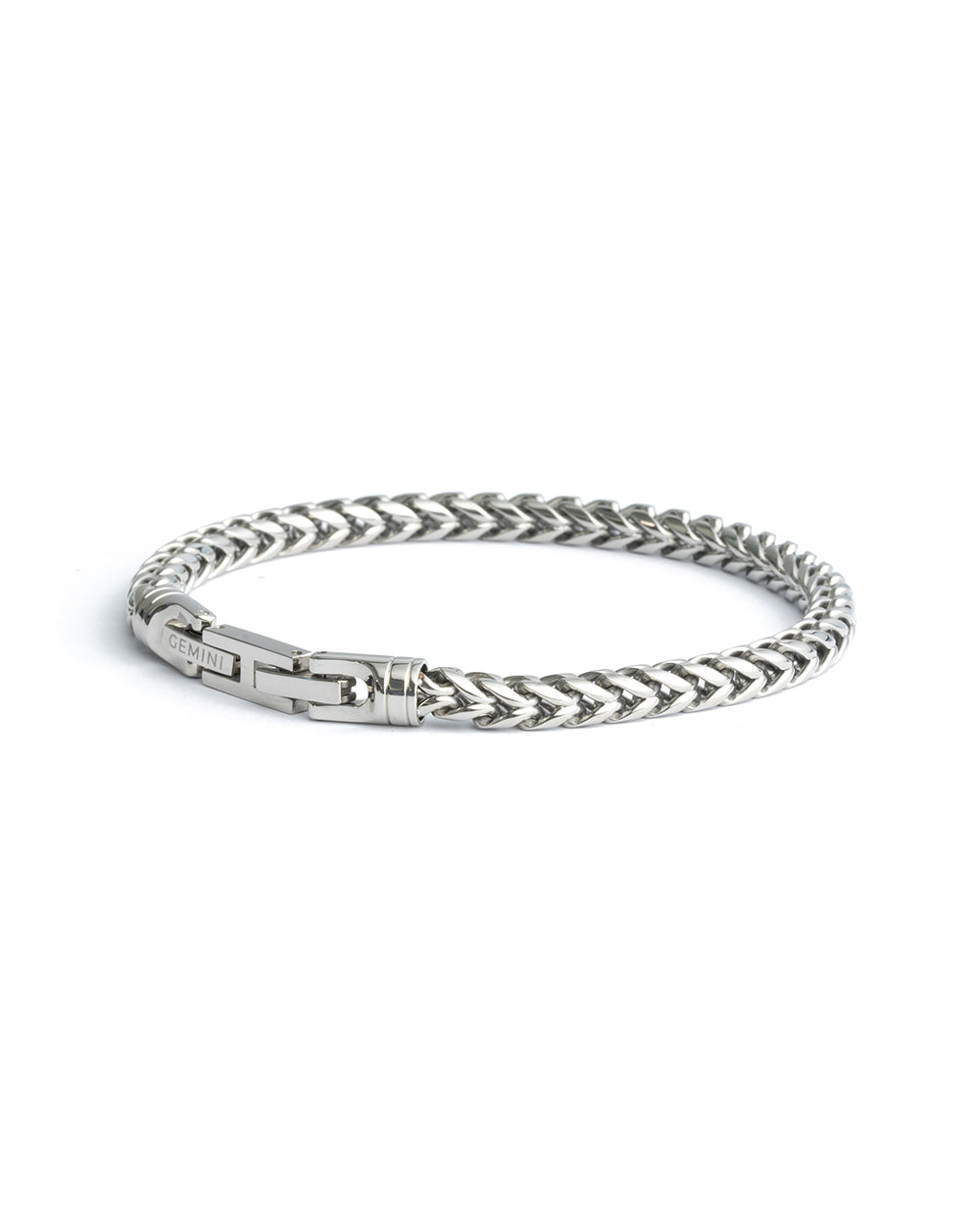 GEMINI 5mm foxtail bracelet in stainless steel with silver finish