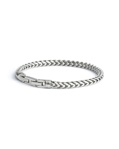 GEMINI 5mm foxtail bracelet in stainless steel with silver finish