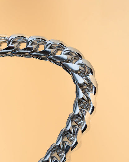 GEMINI 5mm foxtail bracelet in stainless steel with silver finish