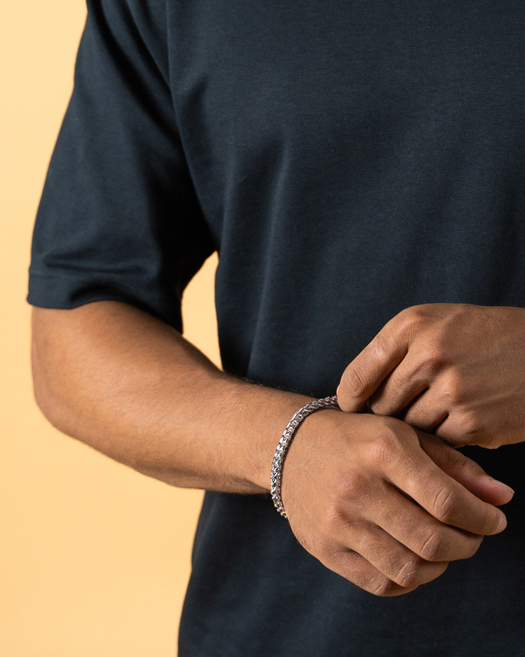 GEMINI 5mm foxtail bracelet in stainless steel with silver finish