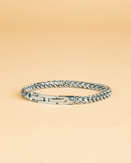 GEMINI 5mm foxtail bracelet in stainless steel with silver finish