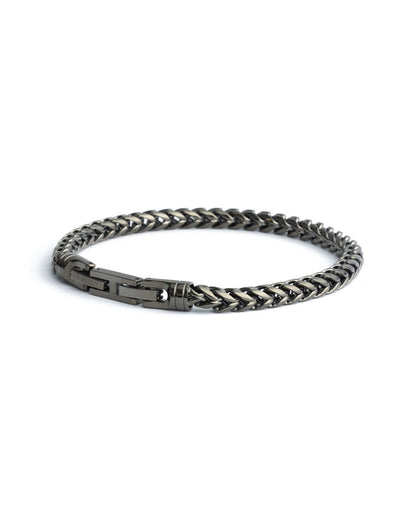 GEMINI 5mm foxtail bracelet in stainless steel with black finish
