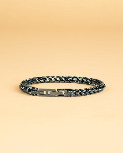 GEMINI 5mm foxtail bracelet in stainless steel with black finish
