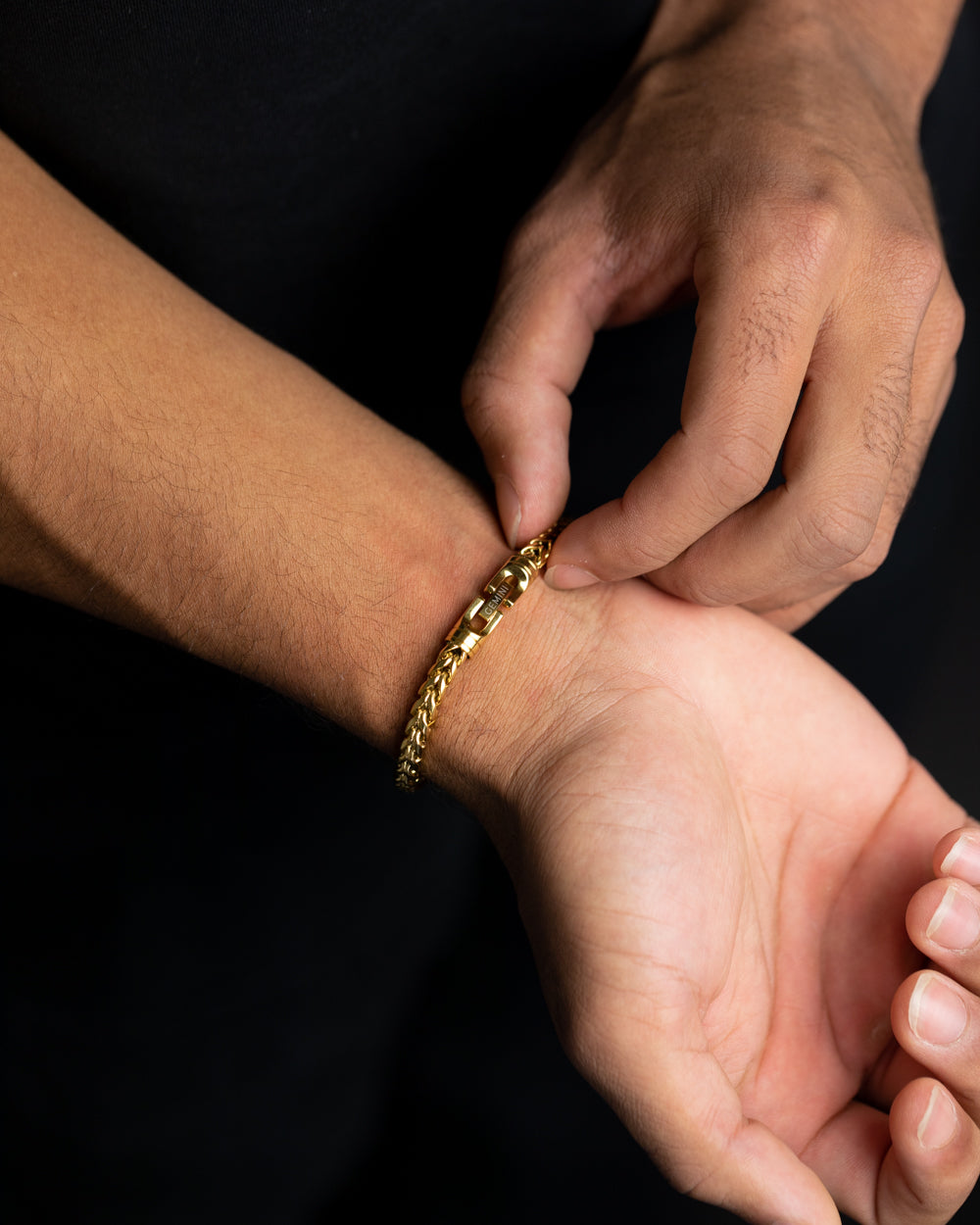 GEMINI 5mm foxtail bracelet in stainless steel with gold-plated finish