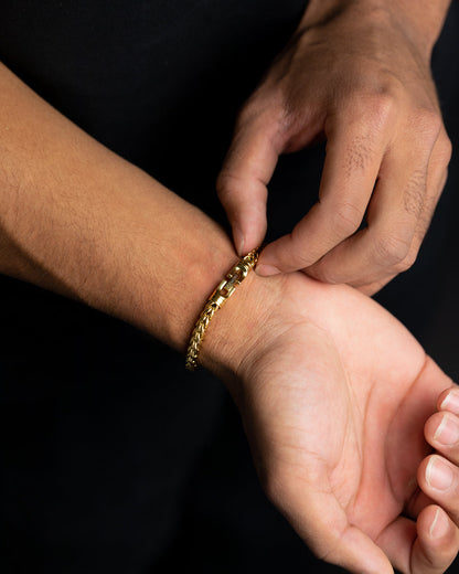 GEMINI 5mm foxtail bracelet in stainless steel with gold-plated finish
