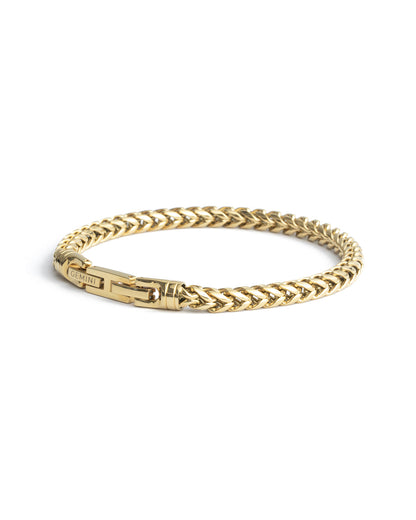 GEMINI 5mm foxtail bracelet in stainless steel with gold-plated finish
