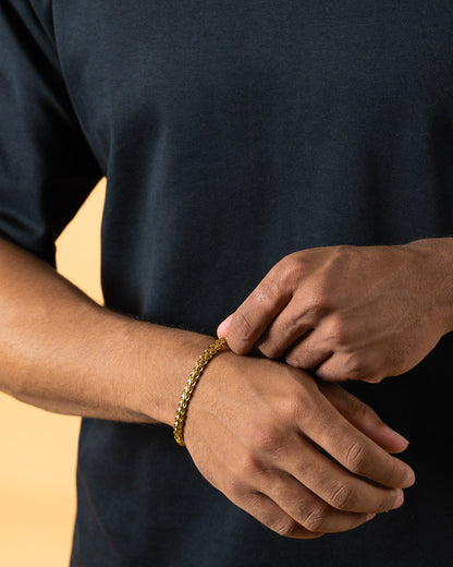 GEMINI 5mm foxtail bracelet in stainless steel with gold-plated finish