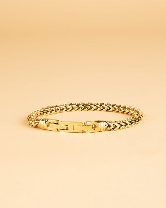 GEMINI 5mm foxtail bracelet in stainless steel with gold-plated finish