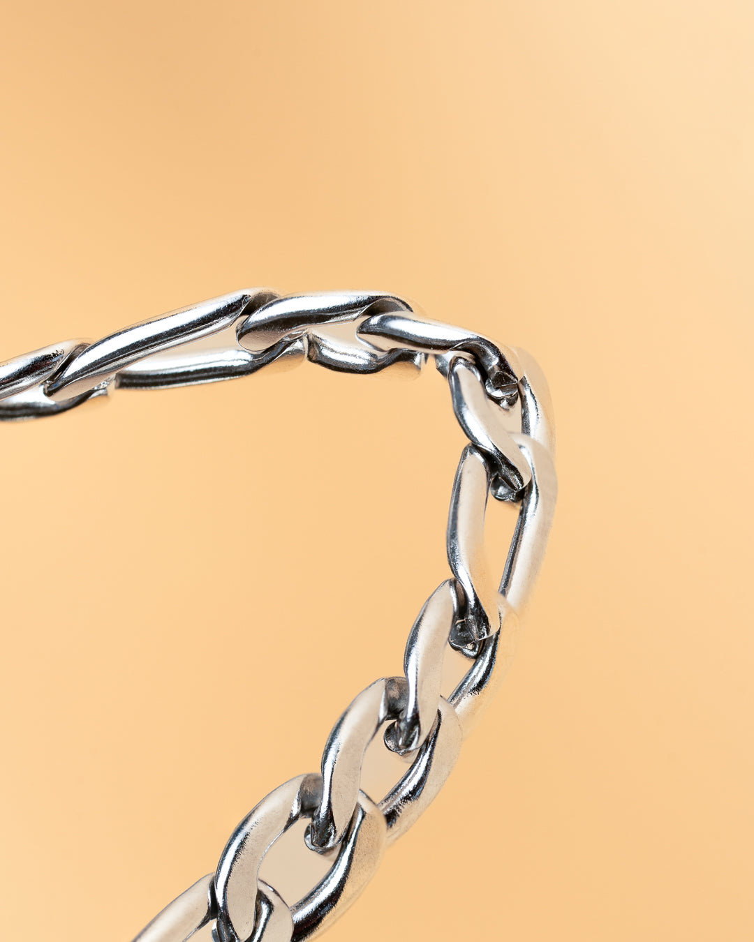 GEMINI Floris 5mm figaro stainless steel chain with silver finish