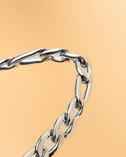 GEMINI Floris 5mm figaro stainless steel chain with silver finish