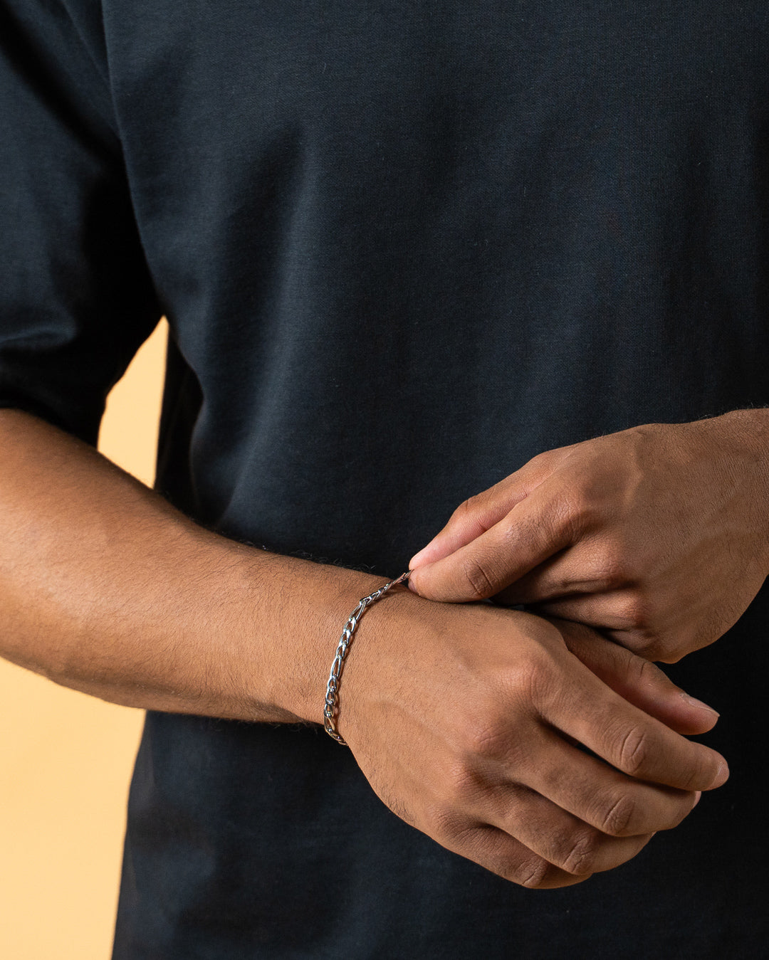 GEMINI Floris 5mm figaro stainless steel chain with silver finish