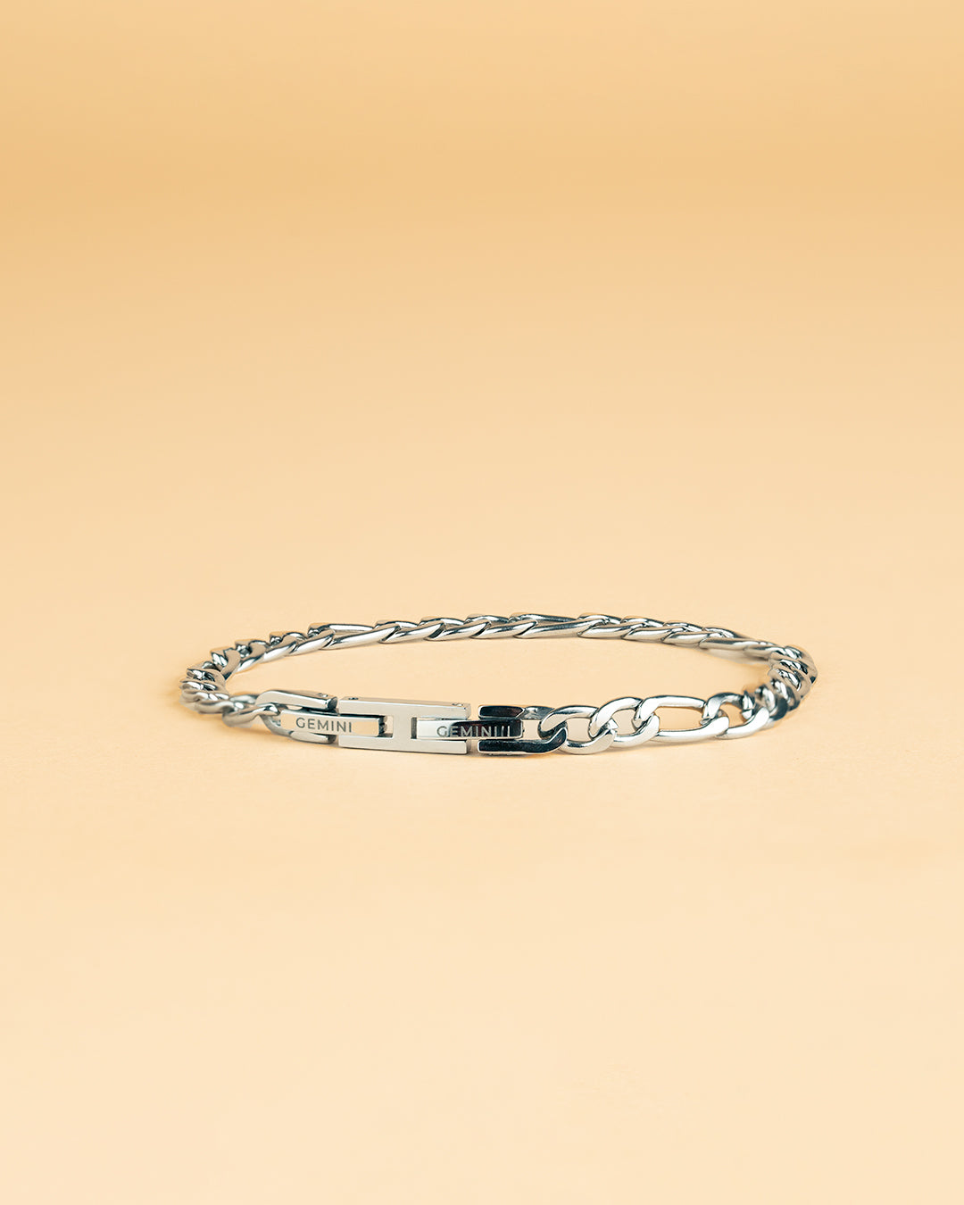 GEMINI Floris 5mm figaro stainless steel chain with silver finish