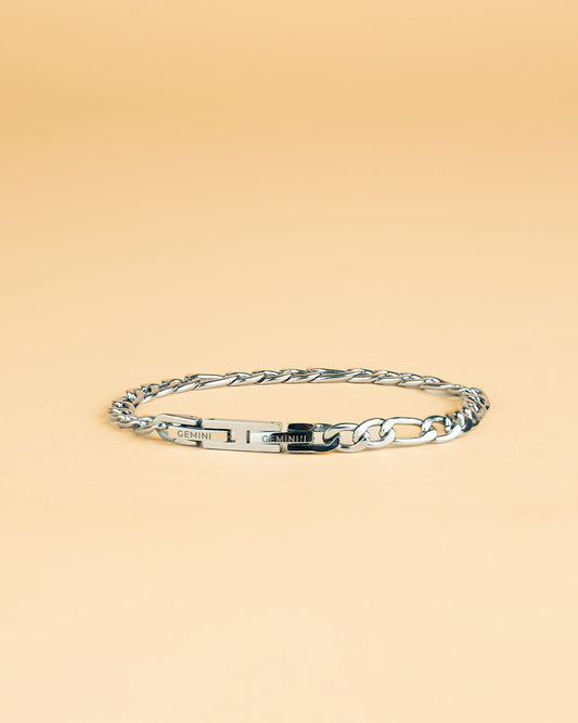 GEMINI Floris 5mm figaro stainless steel chain with silver finish