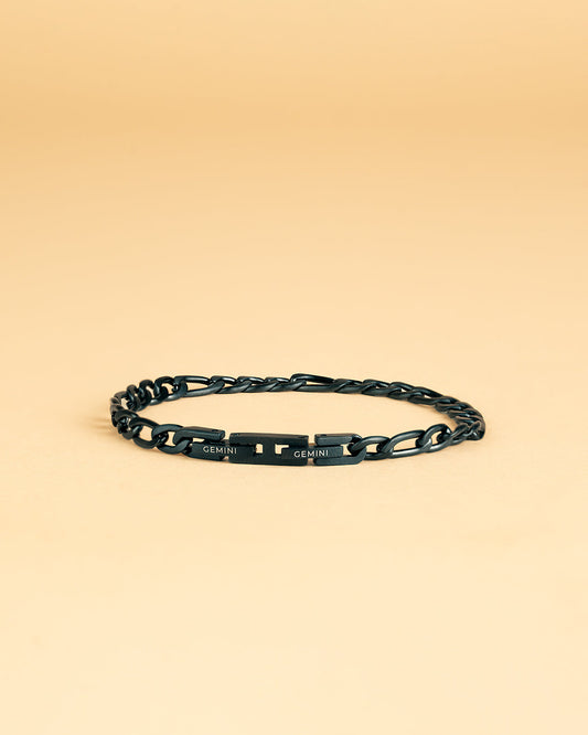 GEMINI Floris 5mm figaro stainless steel chain with black finish