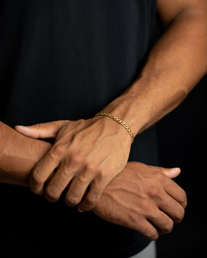 GEMINI Fortis 5mm figaro stainless steel chain with gold-plated finish