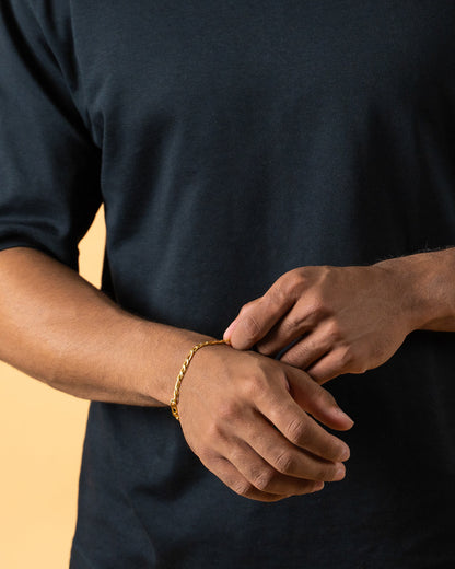 GEMINI Fortis 5mm figaro stainless steel chain with gold-plated finish