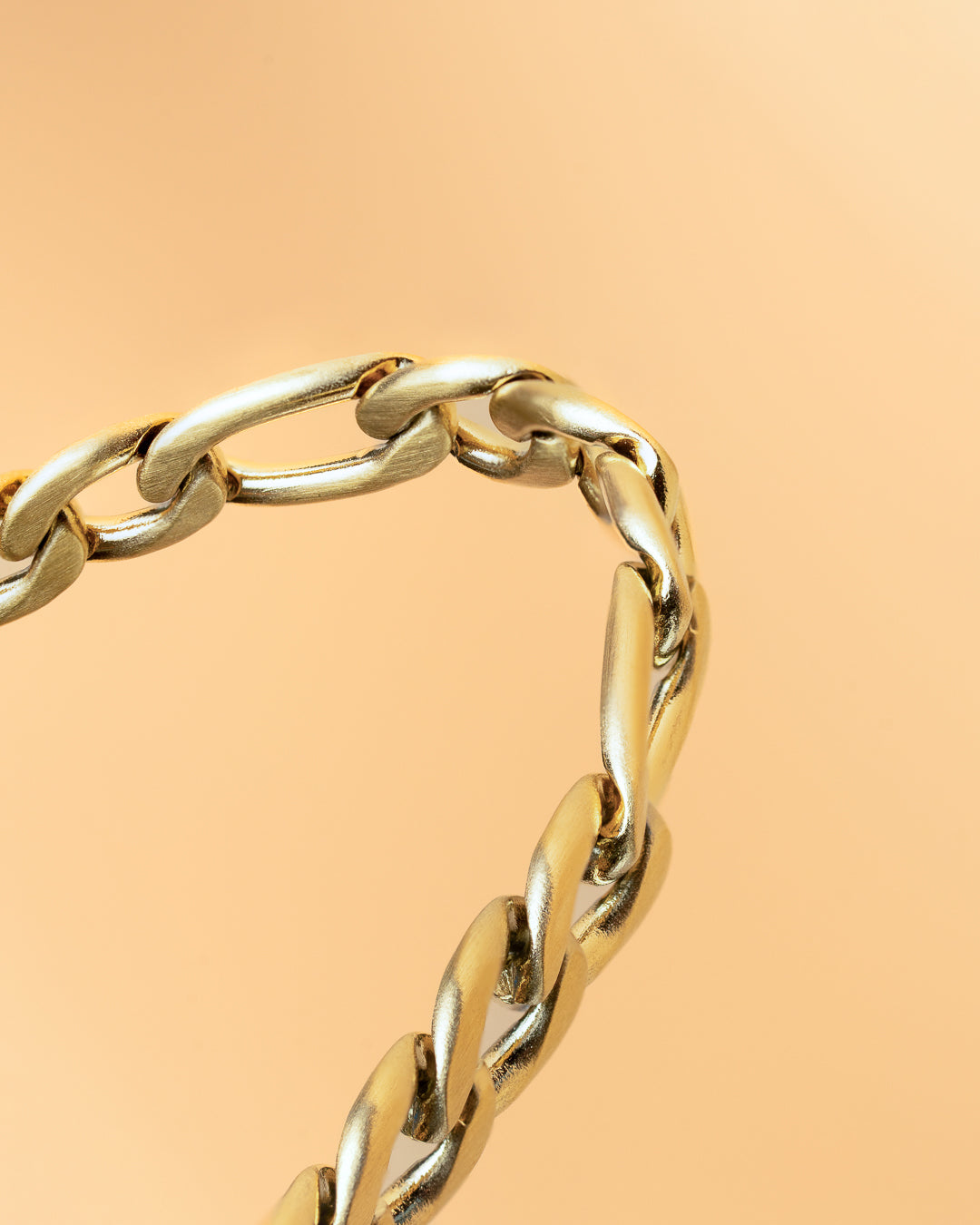 GEMINI Fortis 5mm figaro stainless steel chain with gold-plated finish