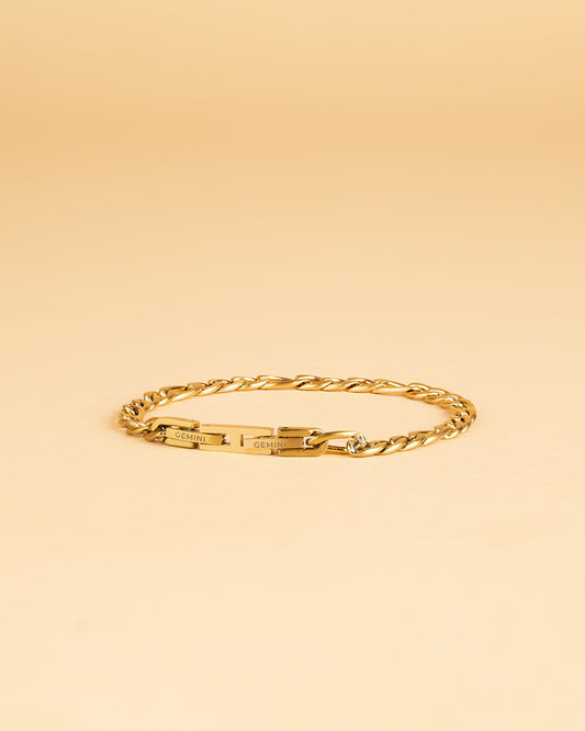 GEMINI Fortis 5mm figaro stainless steel chain with gold-plated finish