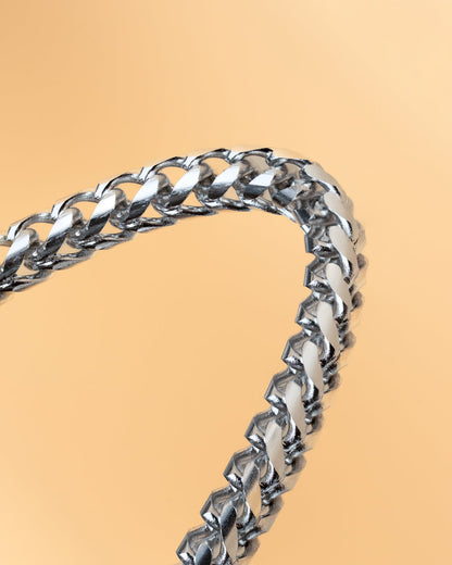 GEMINI 3mm foxtail bracelet in stainless steel with silver finish