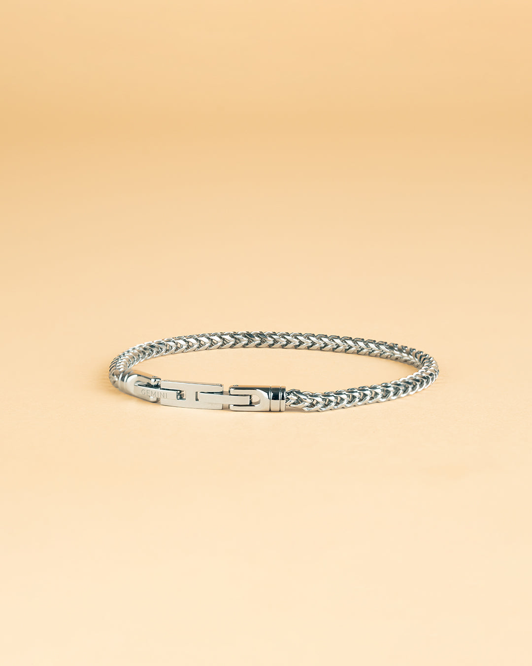 GEMINI 3mm foxtail bracelet in stainless steel with silver finish