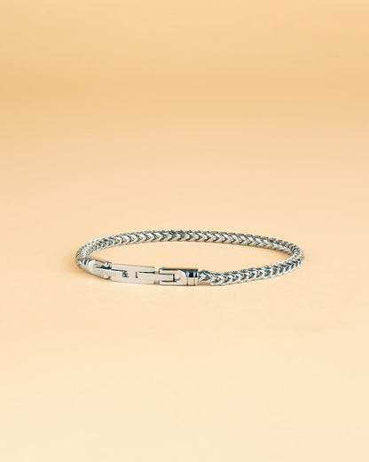 GEMINI 3mm foxtail bracelet in stainless steel with silver finish