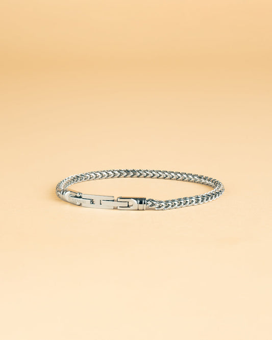 GEMINI 3mm foxtail bracelet in stainless steel with silver finish