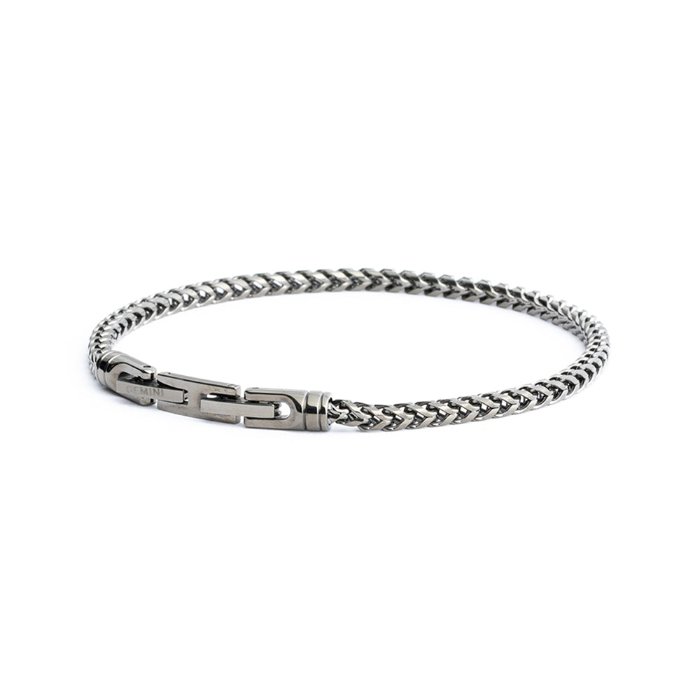 GEMINI3mm foxtail bracelet in stainless steel with black finish