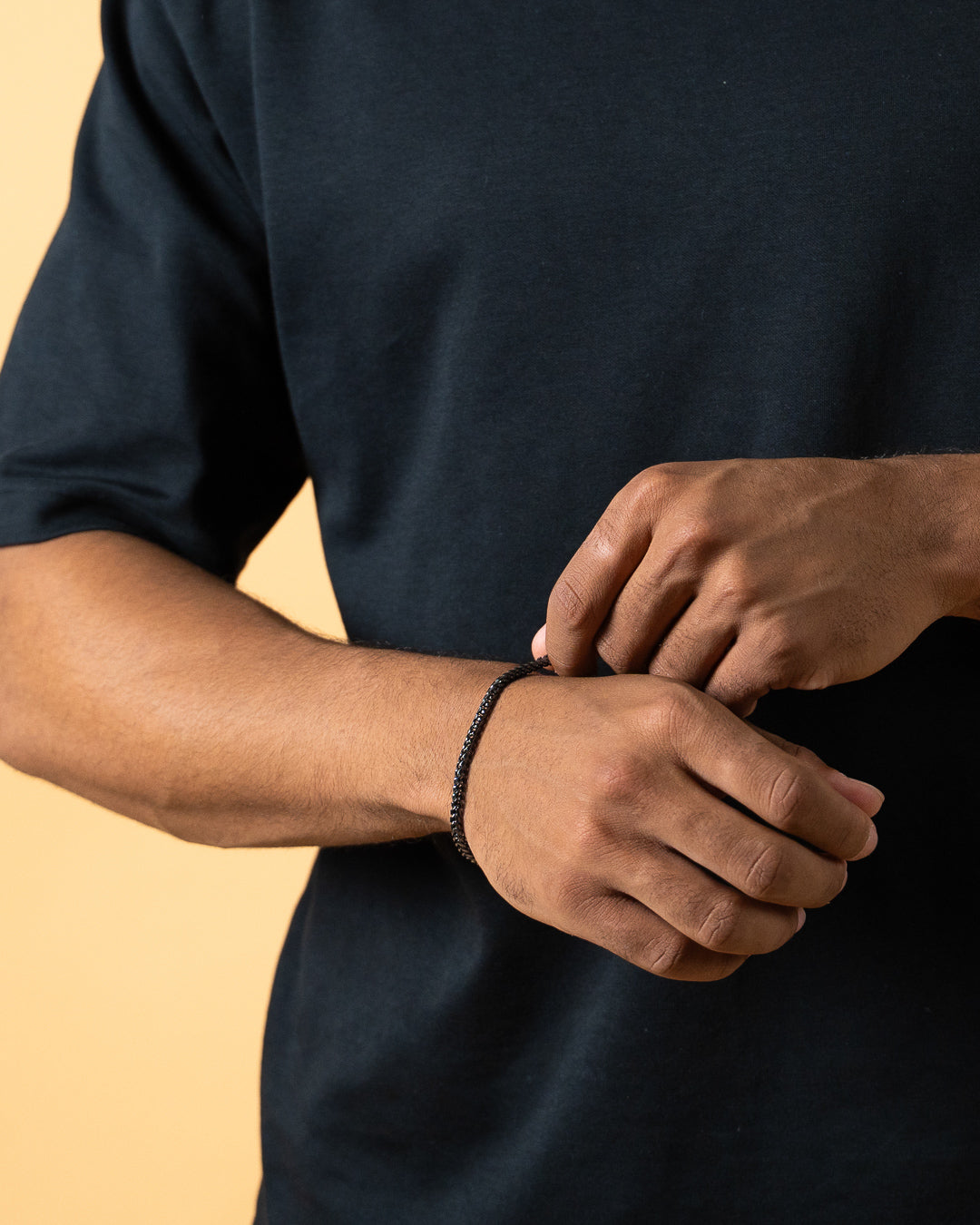 GEMINI3mm foxtail bracelet in stainless steel with black finish