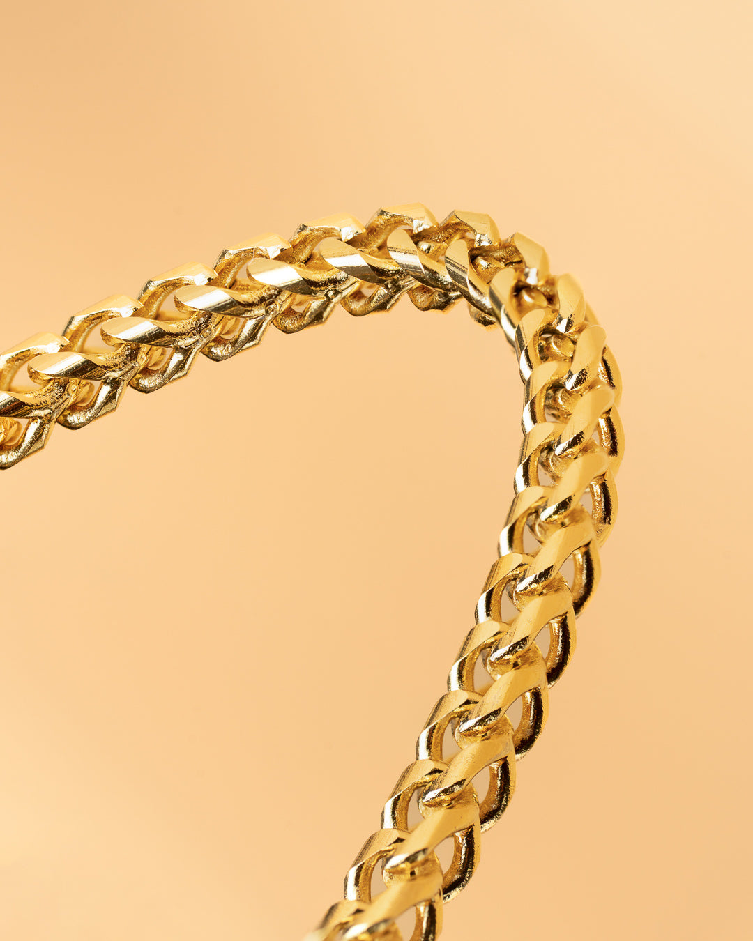 GEMINI 3mm foxtail bracelet in stainless steel with gold-plated finish