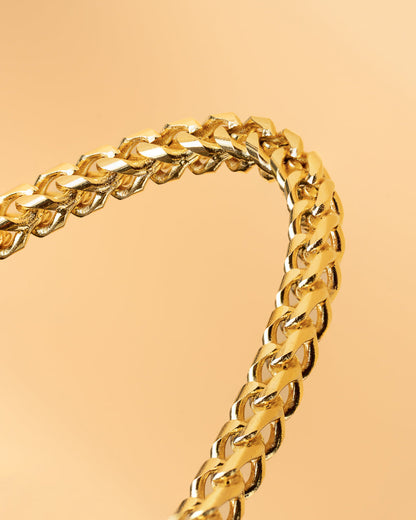 GEMINI 3mm foxtail bracelet in stainless steel with gold-plated finish
