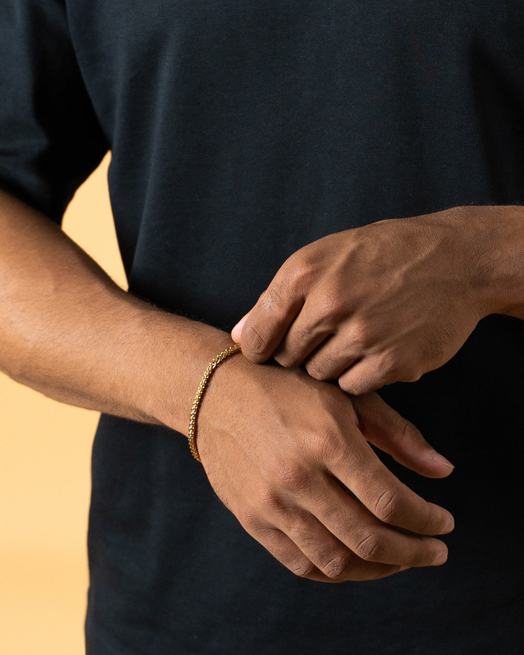 GEMINI 3mm foxtail bracelet in stainless steel with gold-plated finish